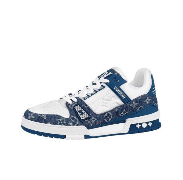 Louis Vuitton LV Trainer Monogram Denim Blanco Azul