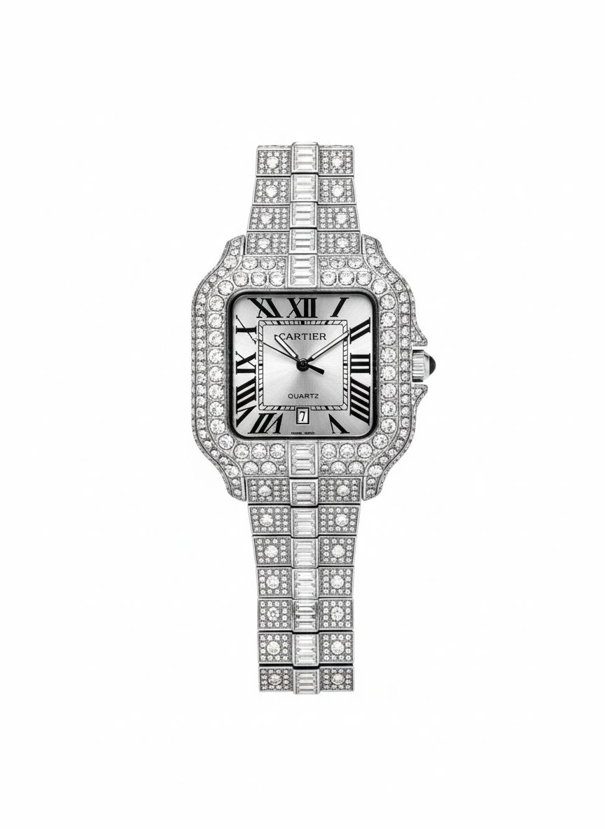 cartier santos full ice